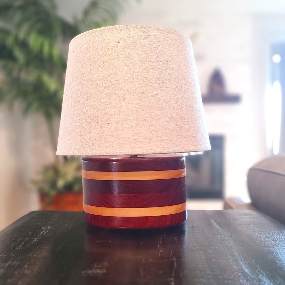 Handcrafted Modern Padauk Wood Table Lamp